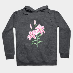 pink lily flower watercolor Hoodie